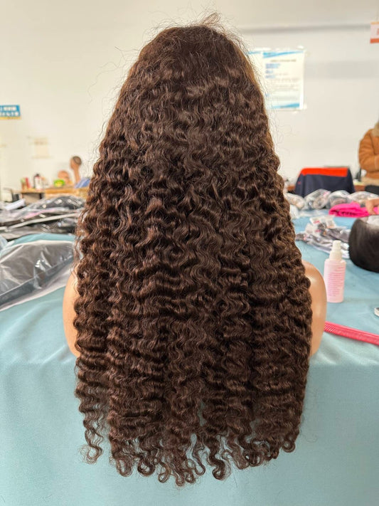 Chocolate Brown Burmese Curly Human Hair HD Lace Wig