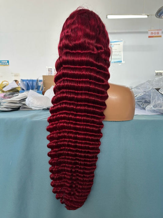 99J Deep Wave HD Human Hair Lace Wig