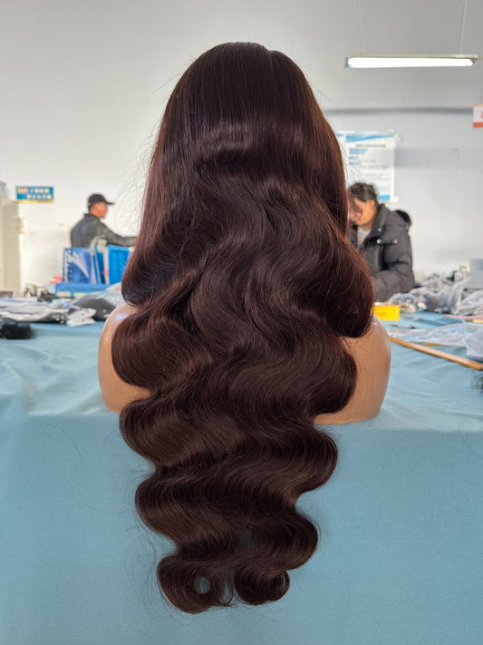 Chocolate Brown Body Wave Human Hair HD Lace Front Wig