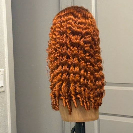 Ginger Burmese Curly Human Hair HD Lace Wig
